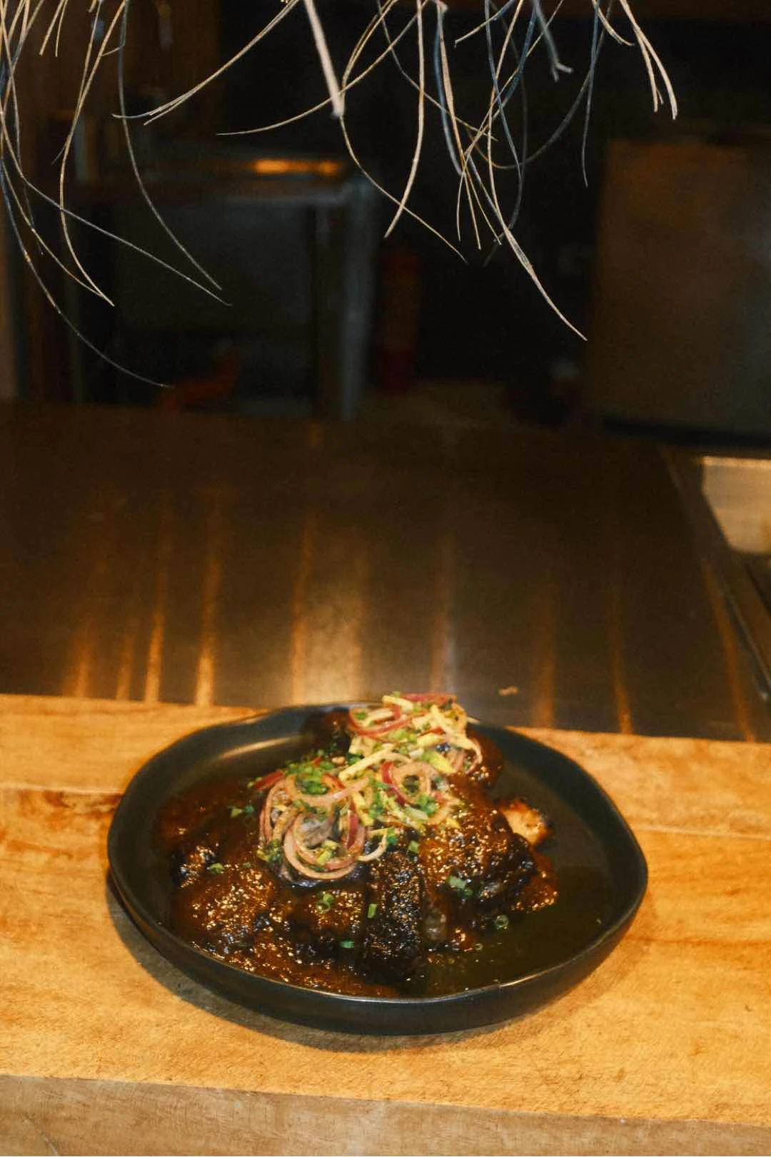 Braised grilled beef short ribs