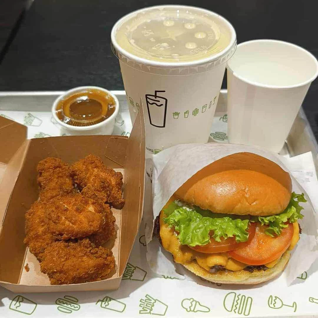 Cheeseburger, Fries, Chicken Bites of Shake Shack