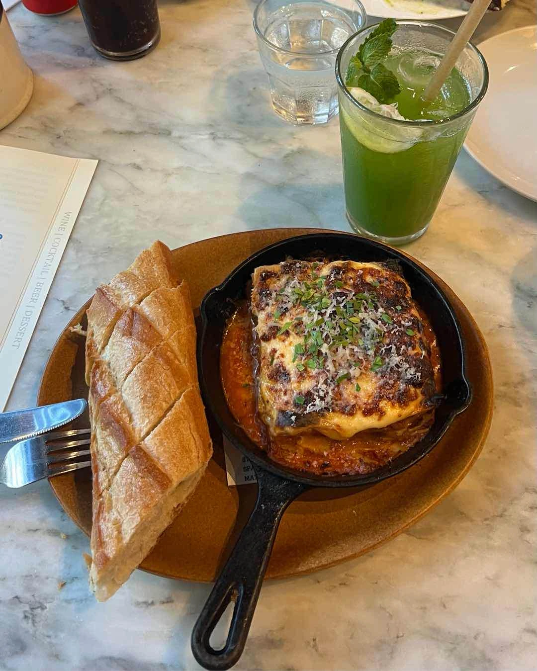 Lasagna Bolognese and Cucumber Mint Lemonade 