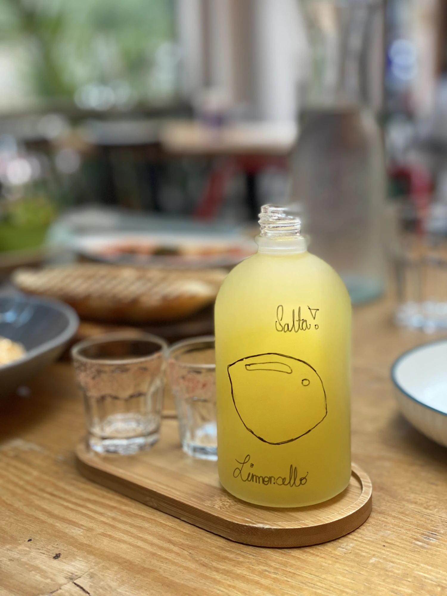 Limoncello. First time trying it! Be warned that it is not for the weak. Super strong