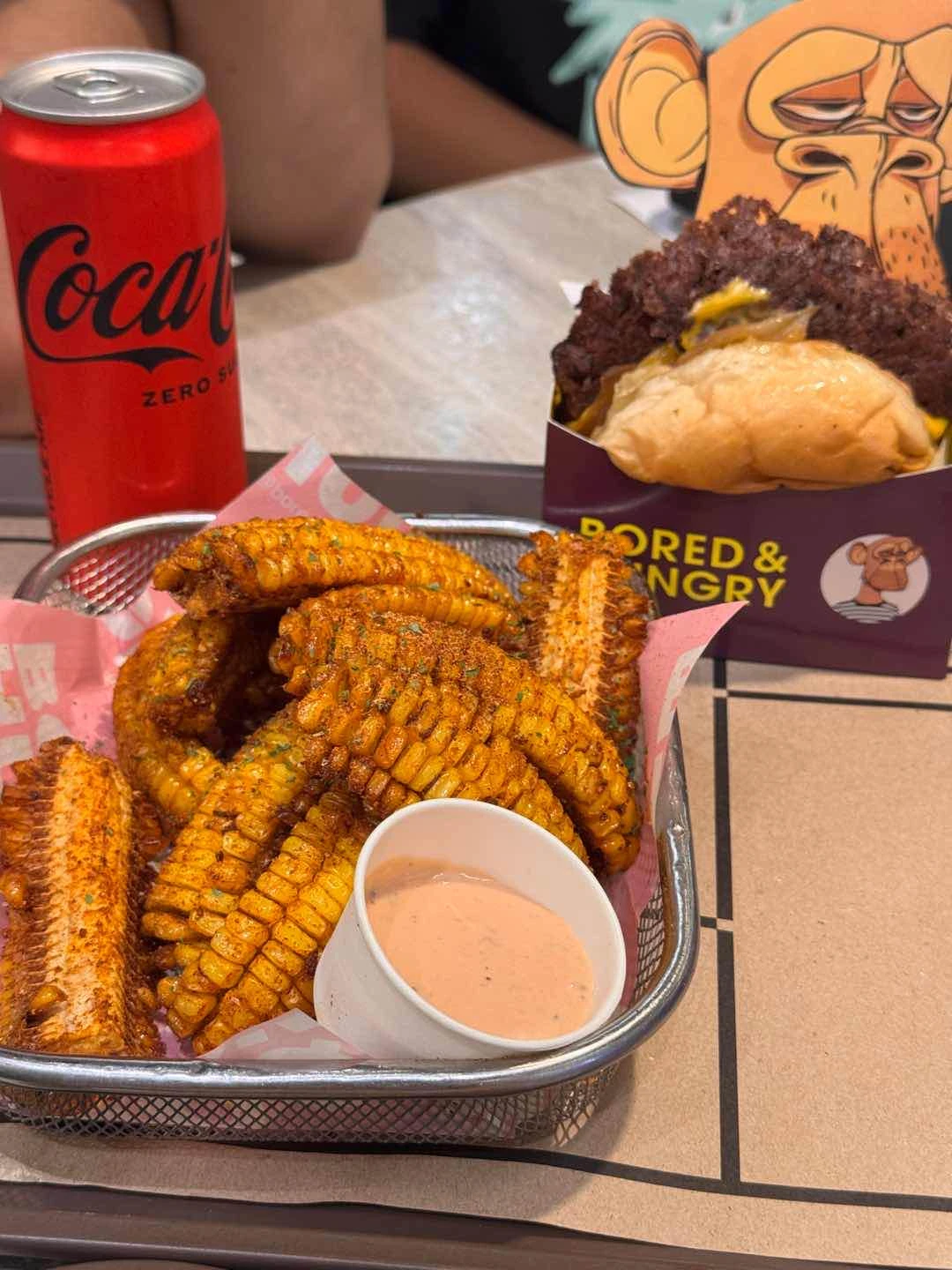 cajun corn and bored og burger