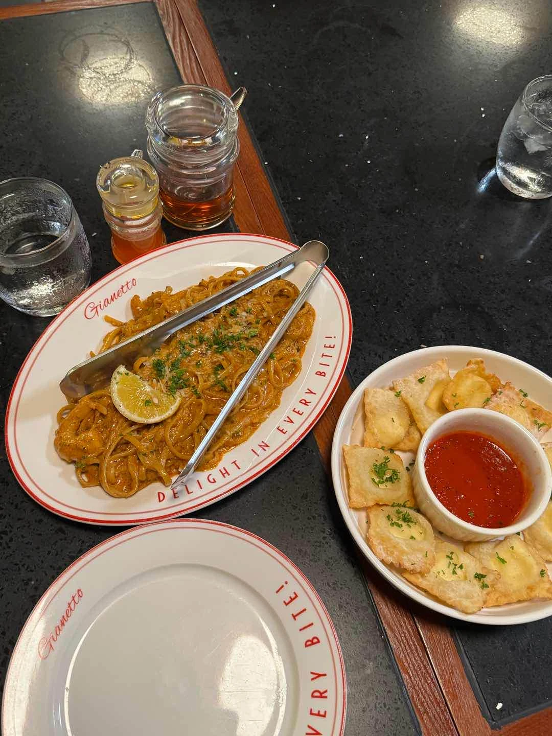 Aligue Pasta and Fried Ravioli