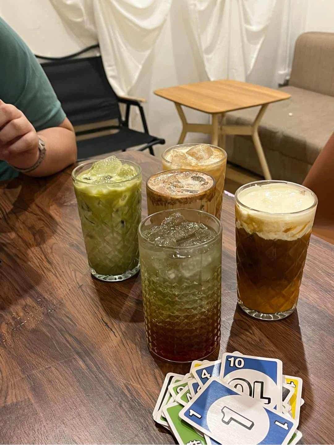 soda, matcha, coffee