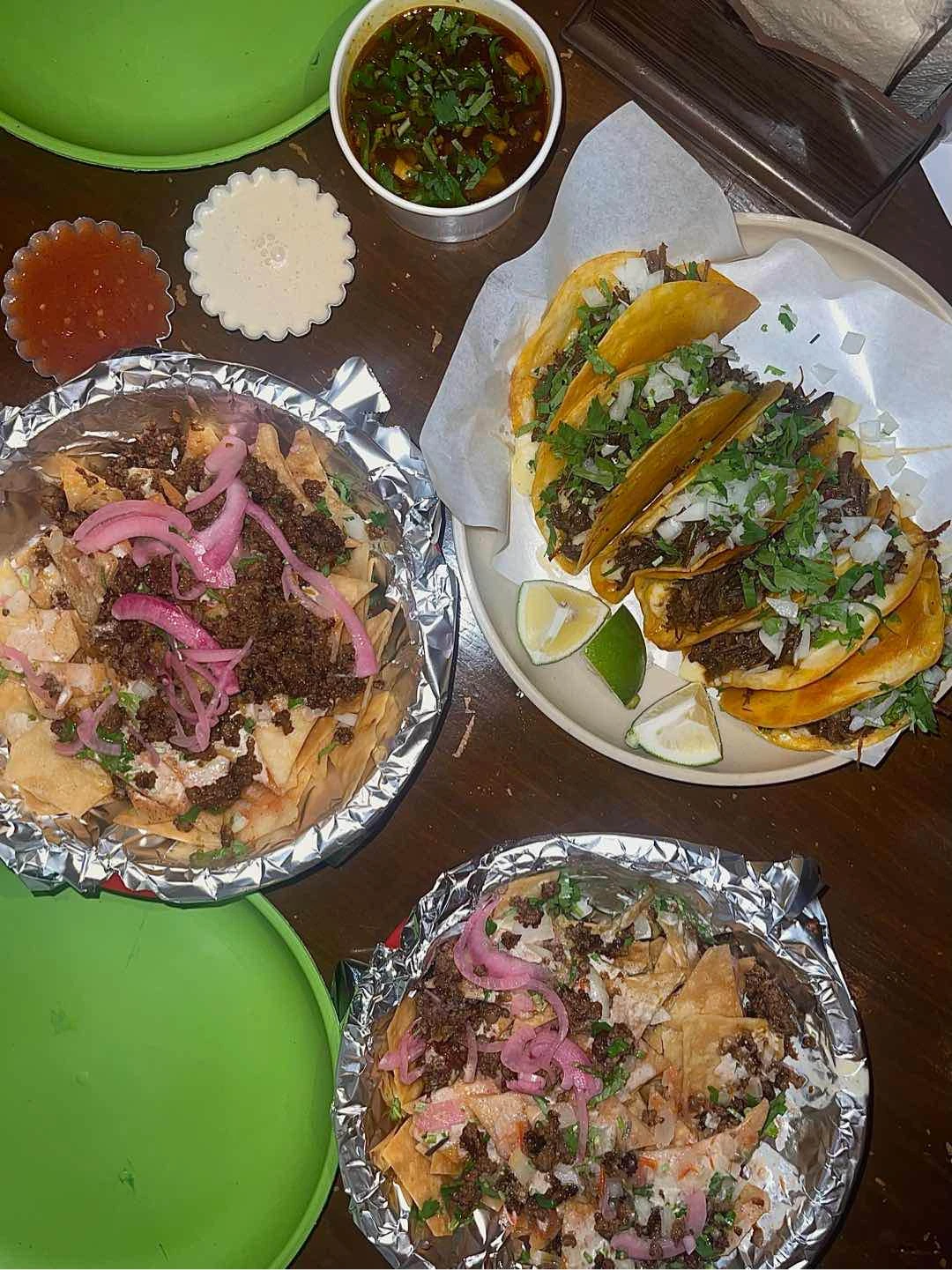 Tortilla chips, quesabirria tacos