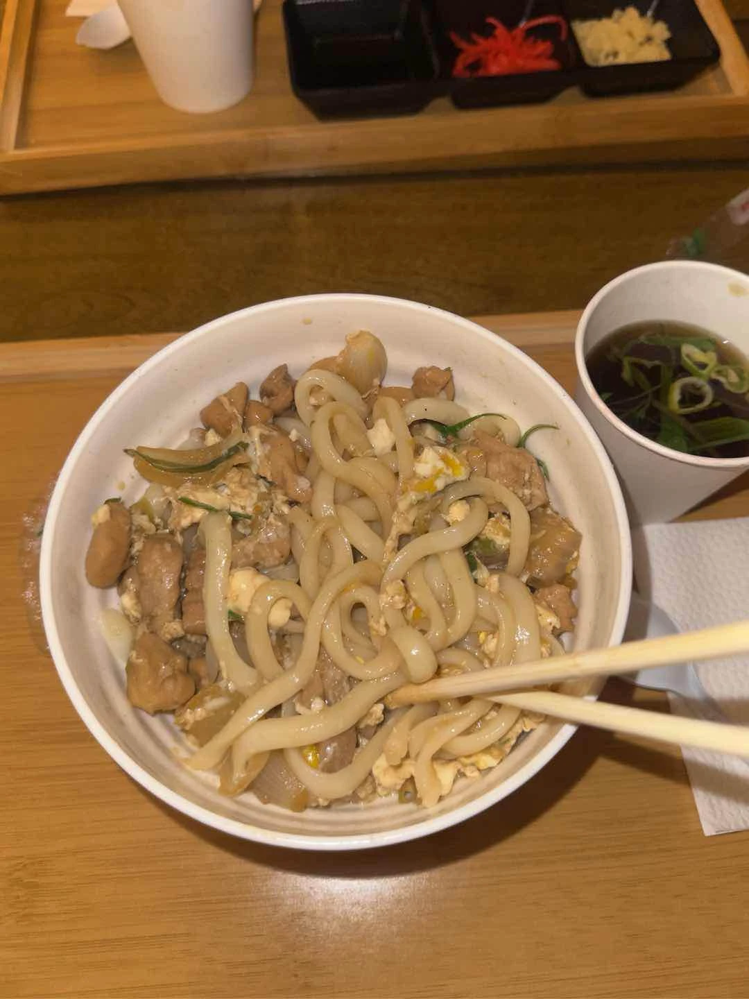 oyako udon when mixed!