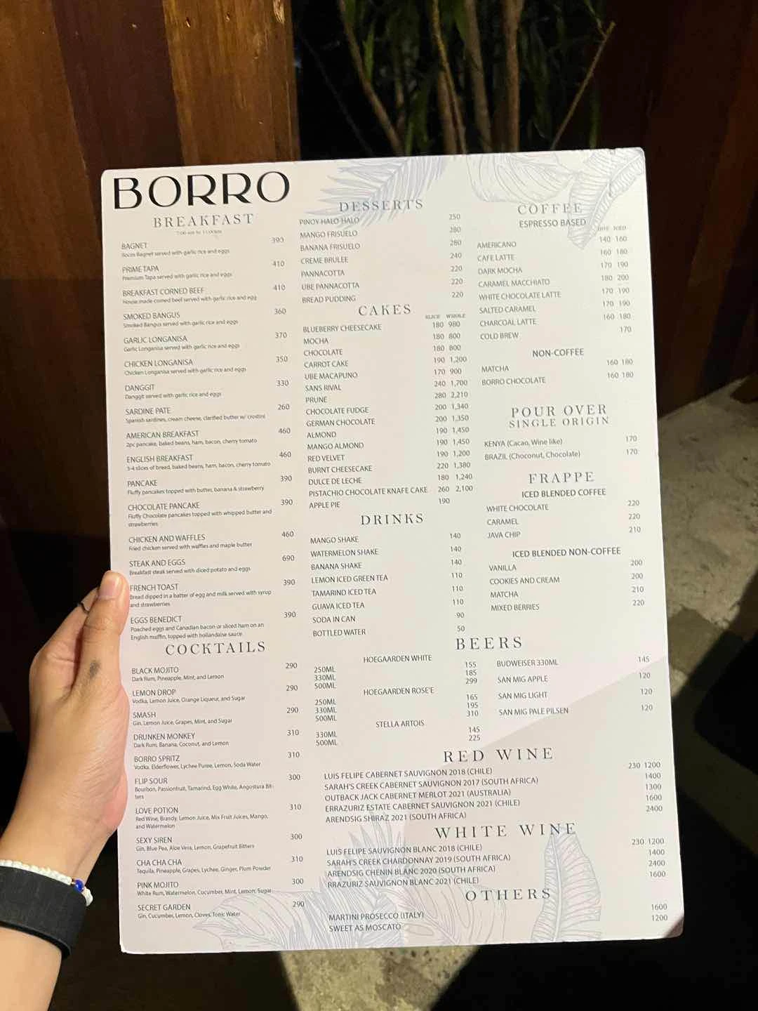 menu