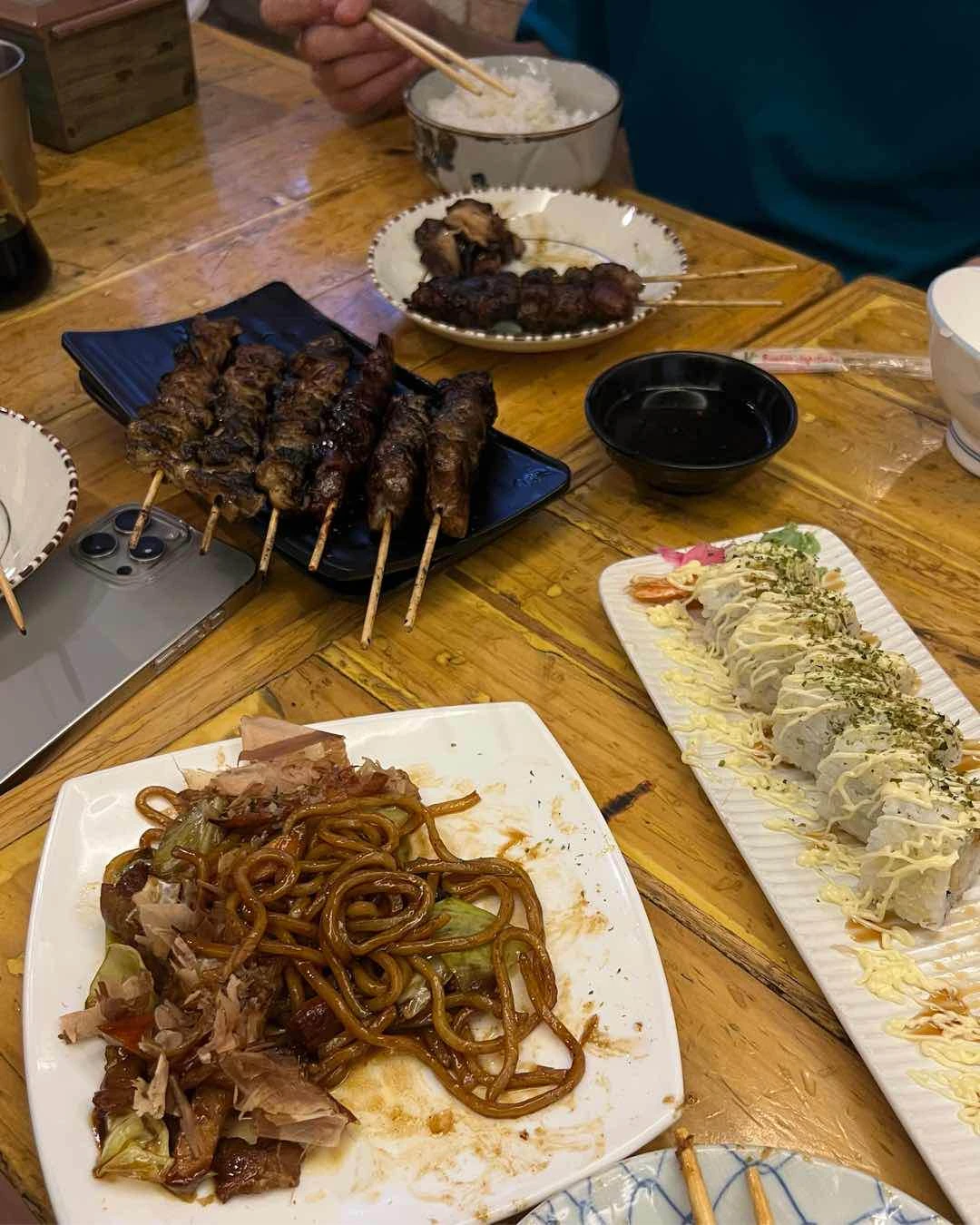 Yakisoba, Ebi Maki, and Kushiyaki of Tori Tori Kushiyaki Snack Bar