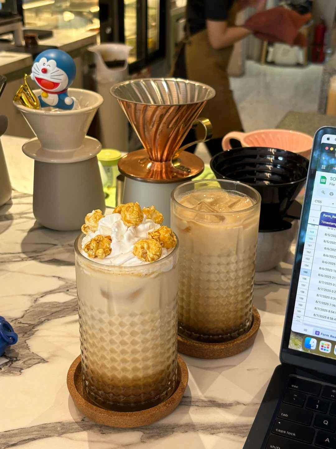 kettle korn oat latte & shoyu latte