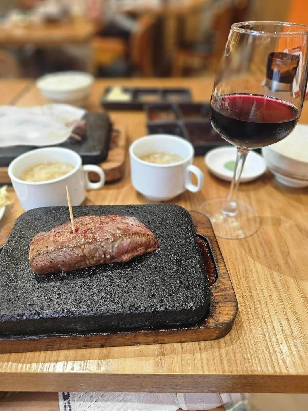 steak cooked on lava stone <3