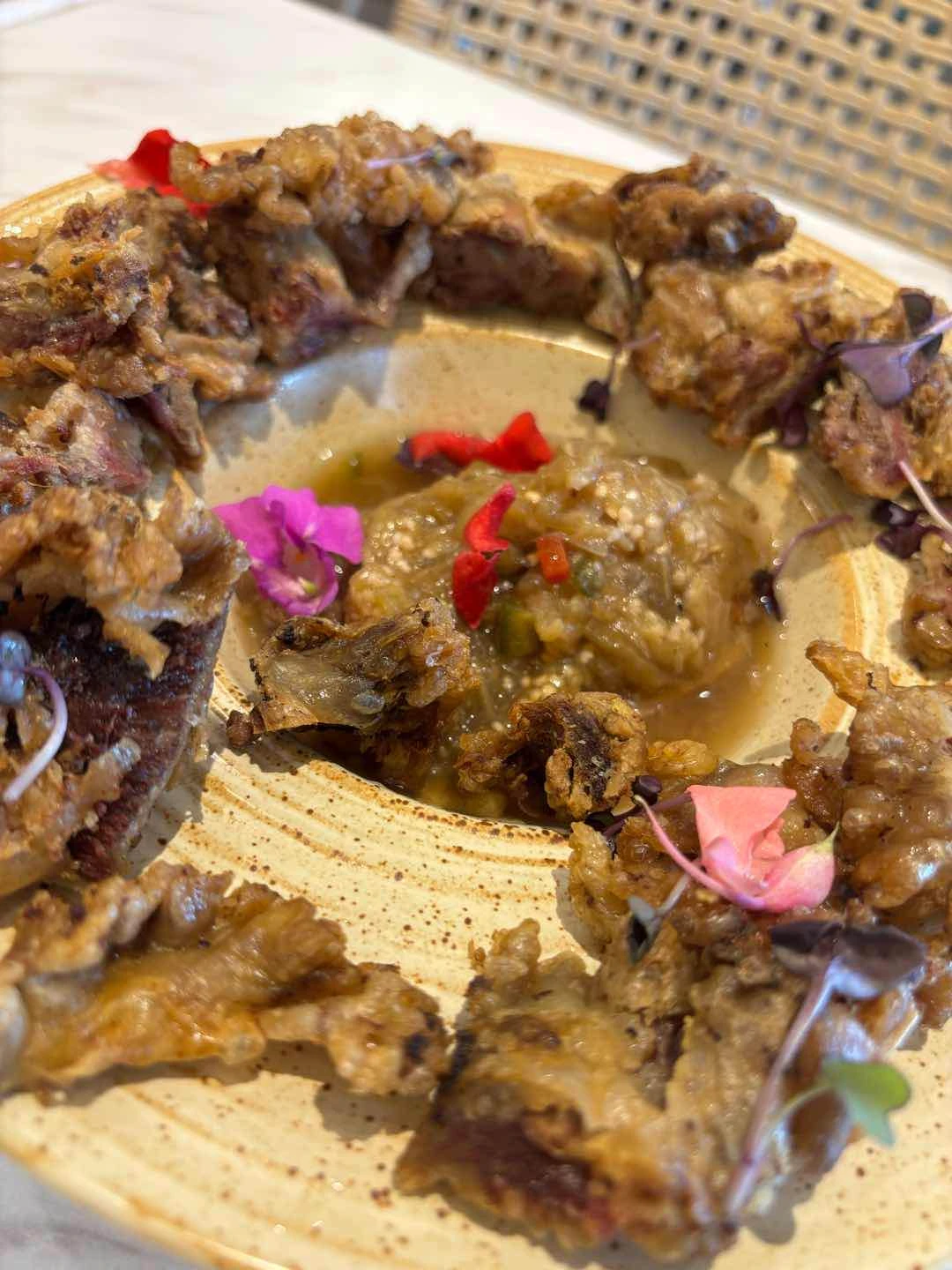 Chicharon Bulaklak with Ensaladang Talong