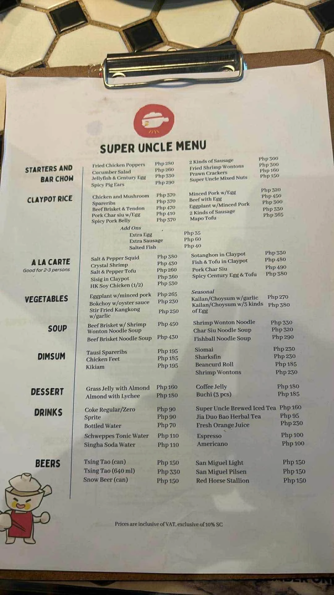 menu as of jan 6 2025