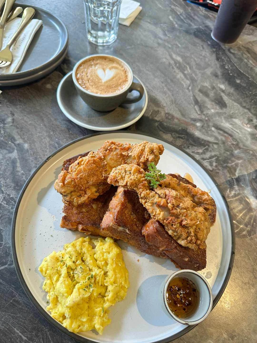 French Toast and Fried Chicken and Flat White