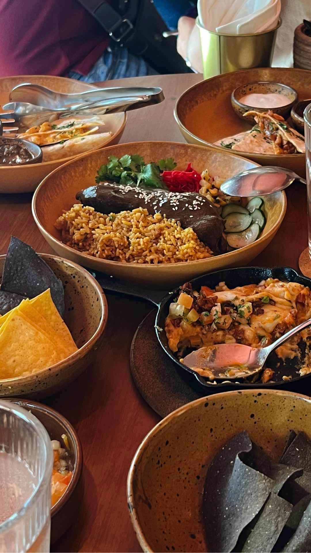 Quesadilla, Pollo, and Nacho Carnitas