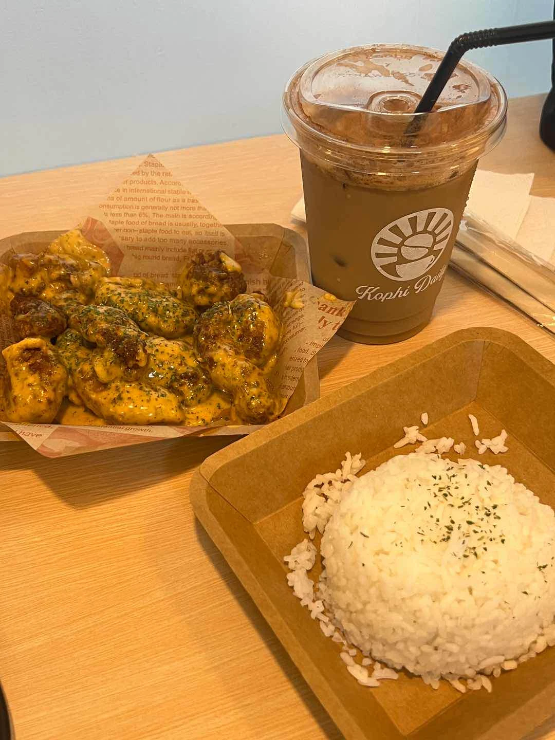 Chicken Tenders (Sunrise Sauce) + Rice + Iced Shaken Cinnamon
