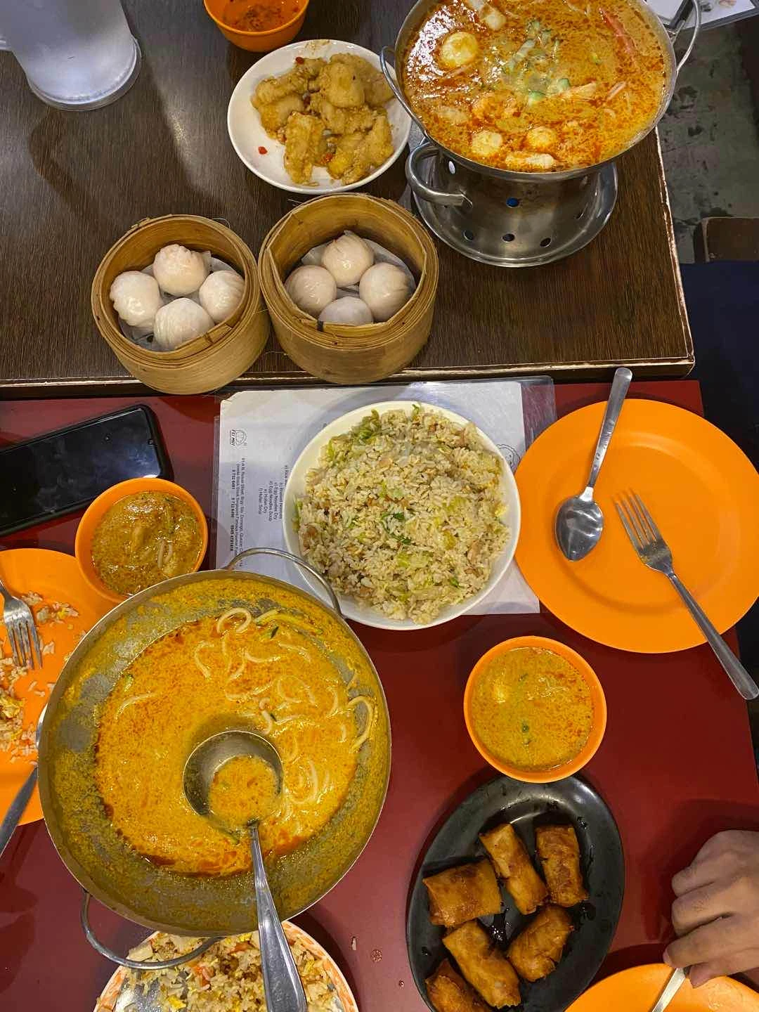 cereal fried rice, fried spring rolls