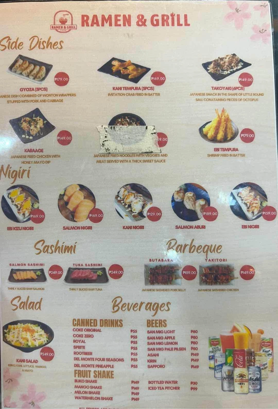 Menu of the restaurant, but there are more dishes to try. (2) of Ramen & Grill Station