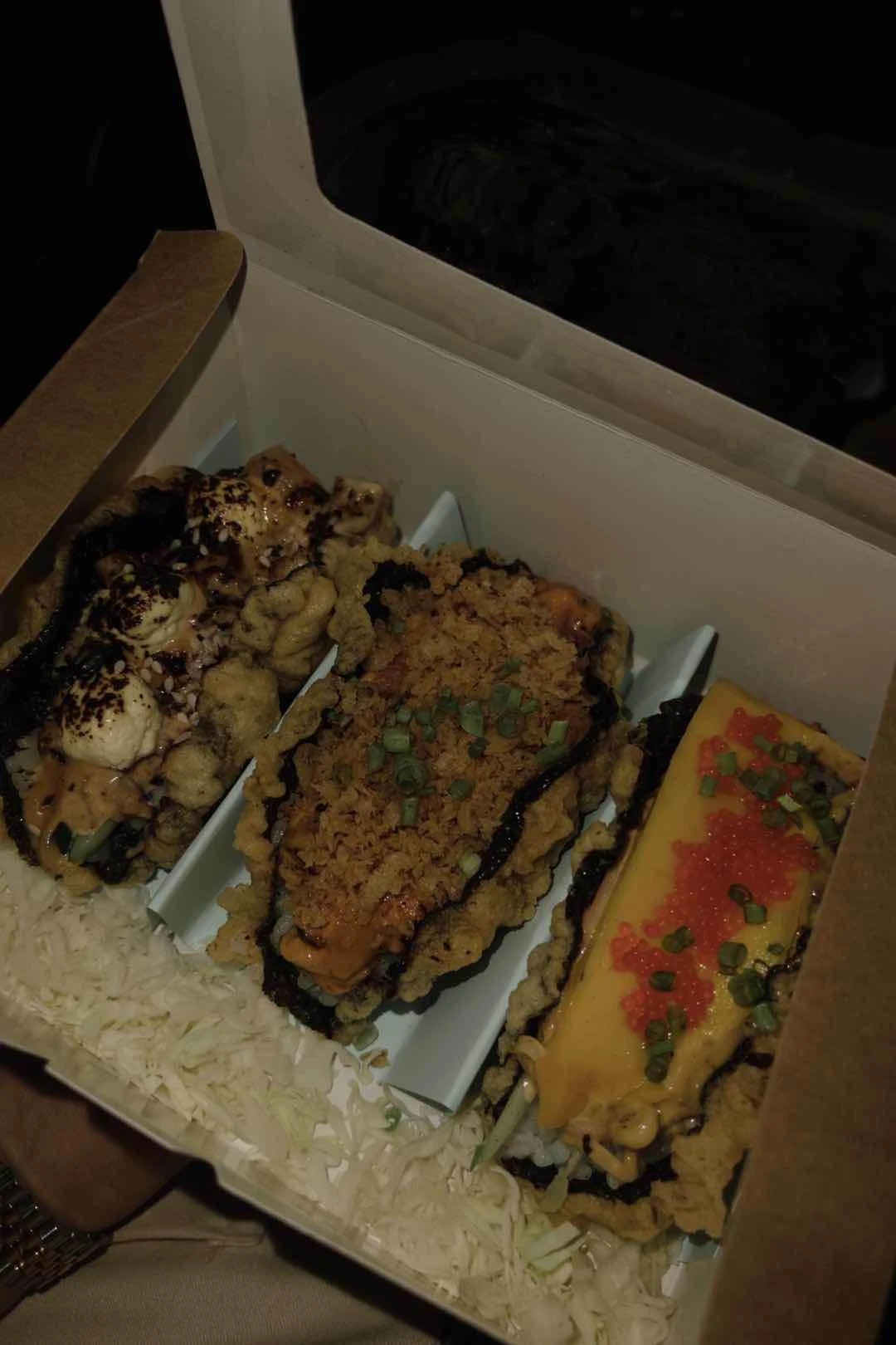 kani mango, tempting tuna, sinful salmon