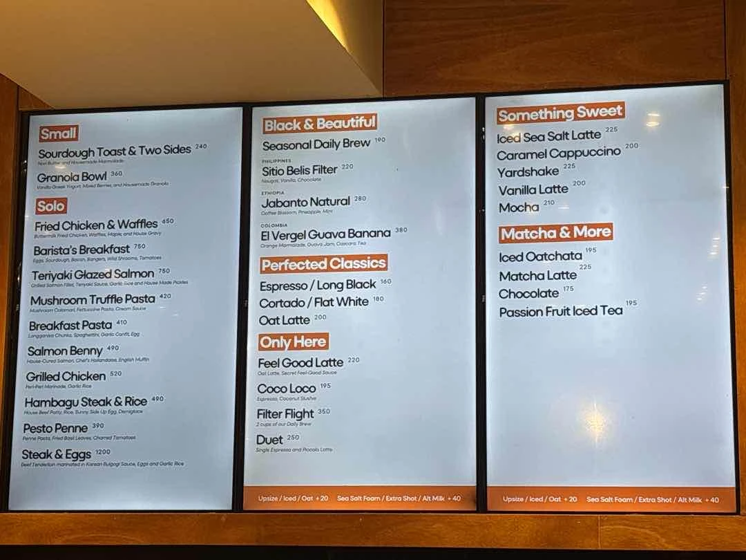 Menu of Yardstick Coffee | Legazpi Village