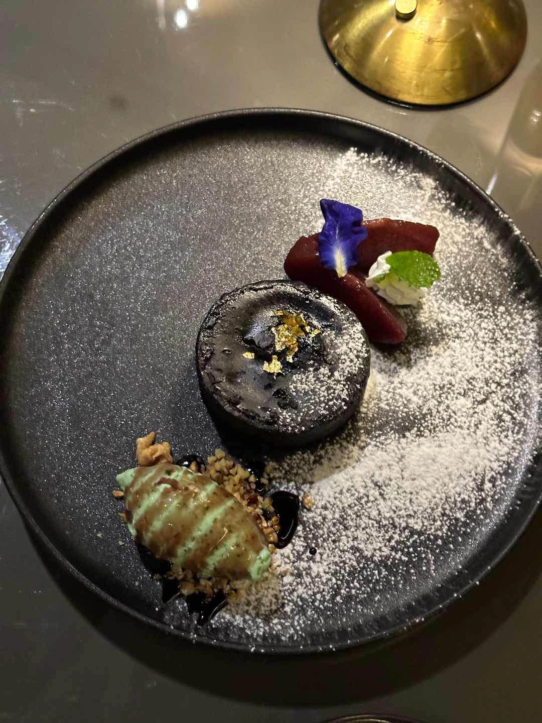 Chocolate Lava, Pesto Ice Cream, and Peaches