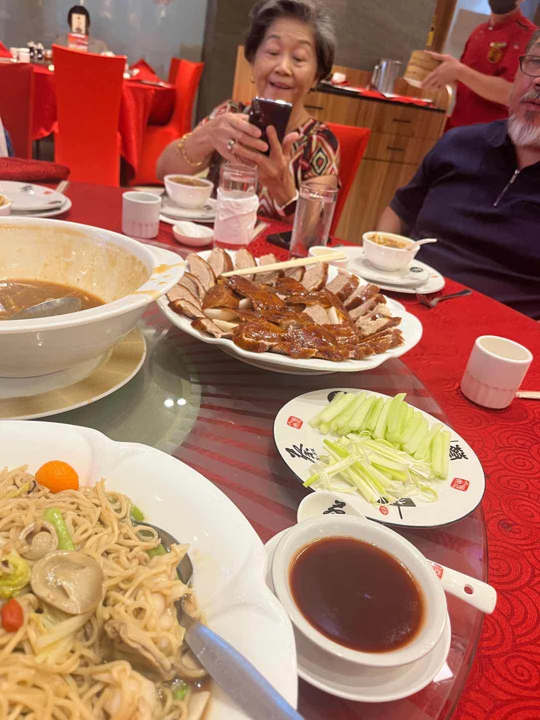roast duck and noodles