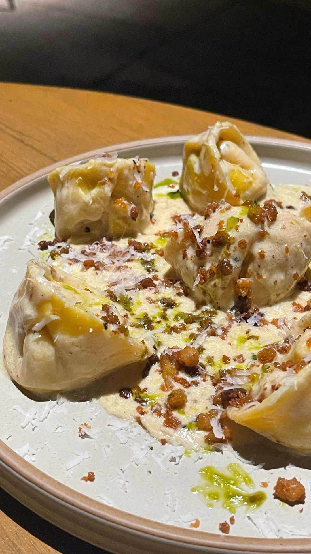 Ricotta, prosciutto tortelloni of The Test Kitchen by Josh Boutwood