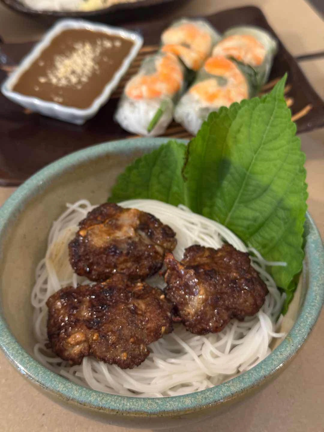 Bun Cha - rice vermicelli with grilled pork and dipping sauce