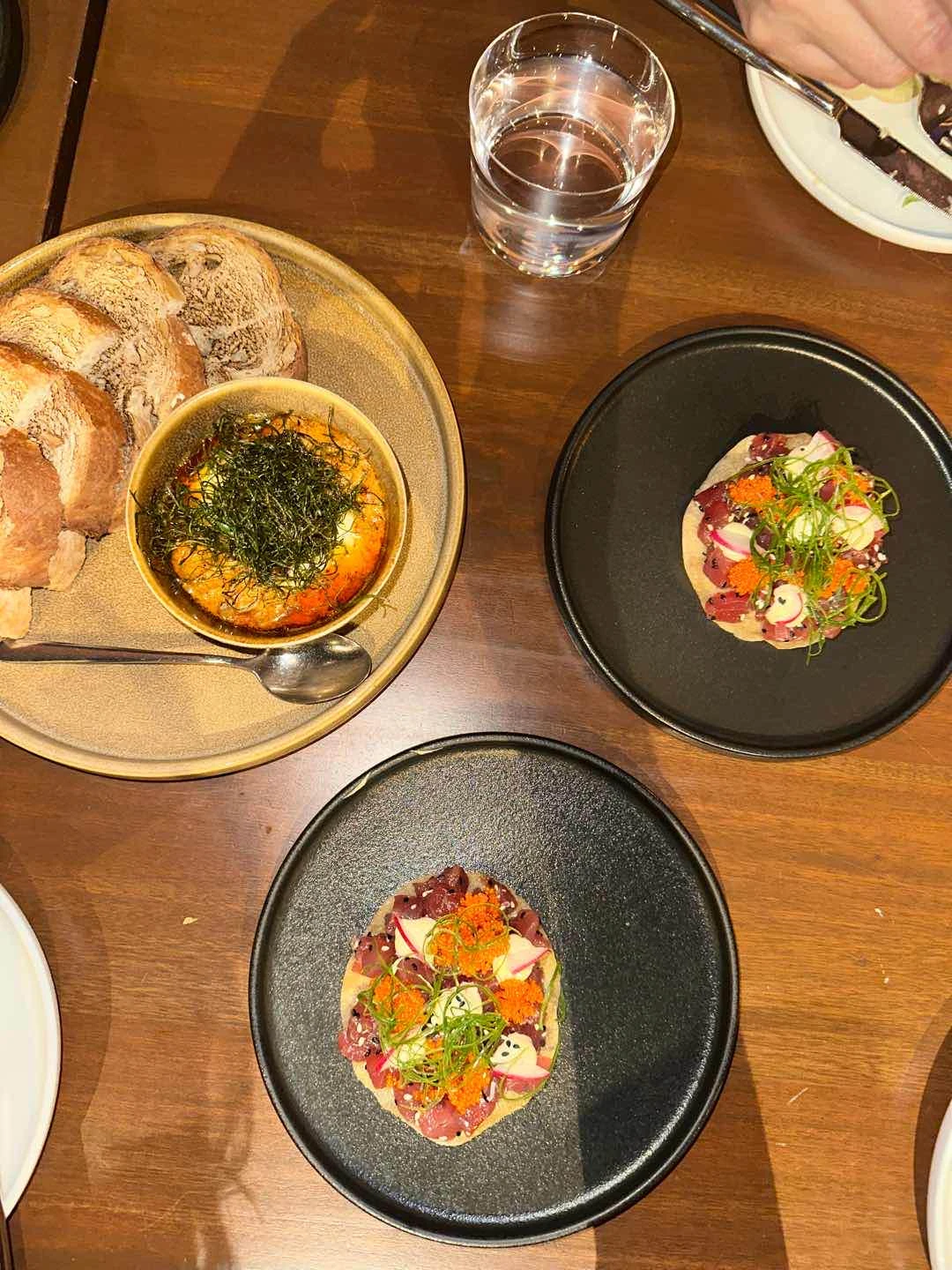 hot crab dip, tuna tartare of SEVA