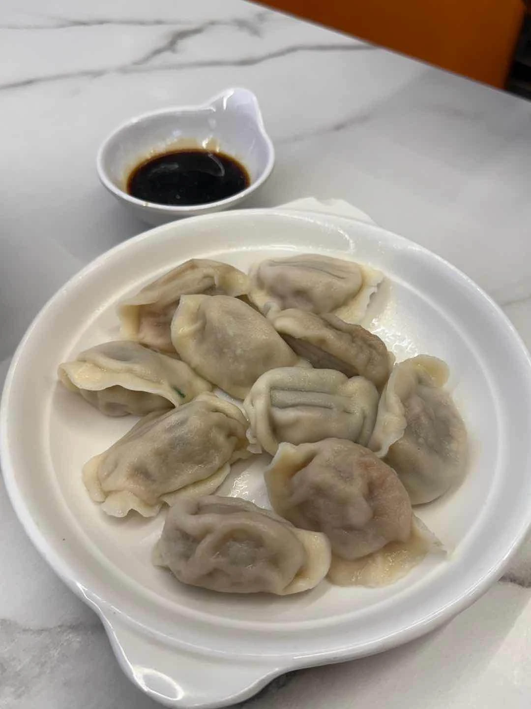 beef and three fresh dumplings of Chinese Beef Noodle House