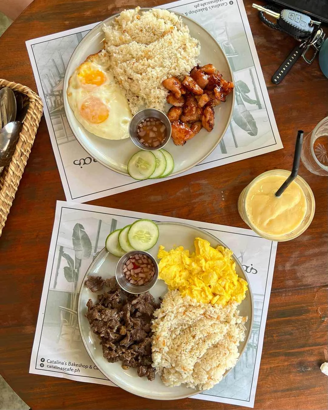 Chicken Tocino, Beef Tapa, and Mango Shake