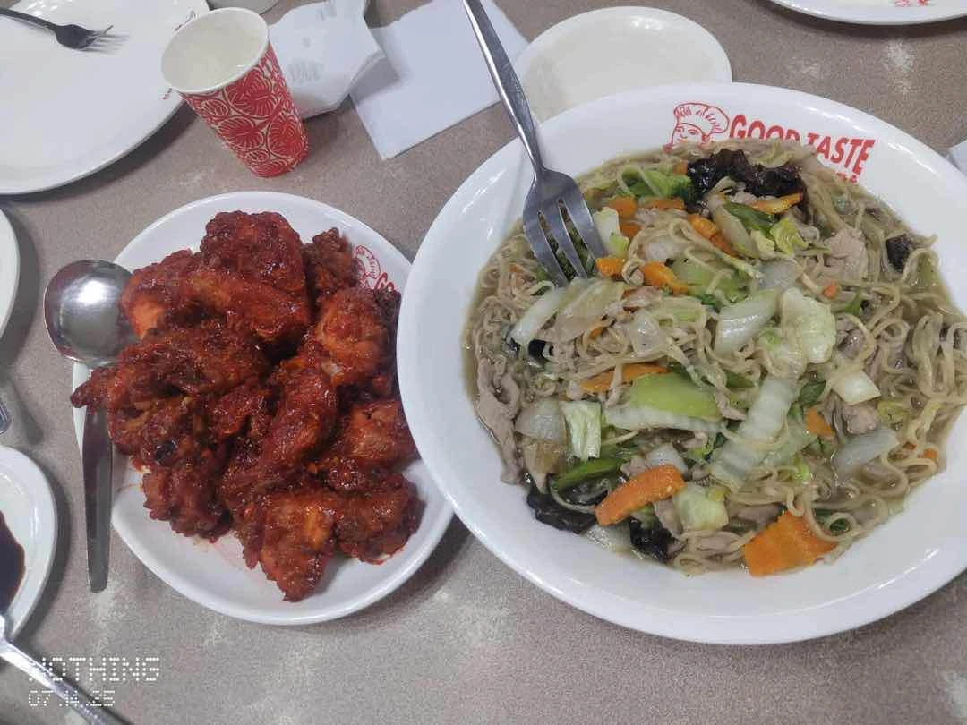 Butter chicken half size and pancit  canton 