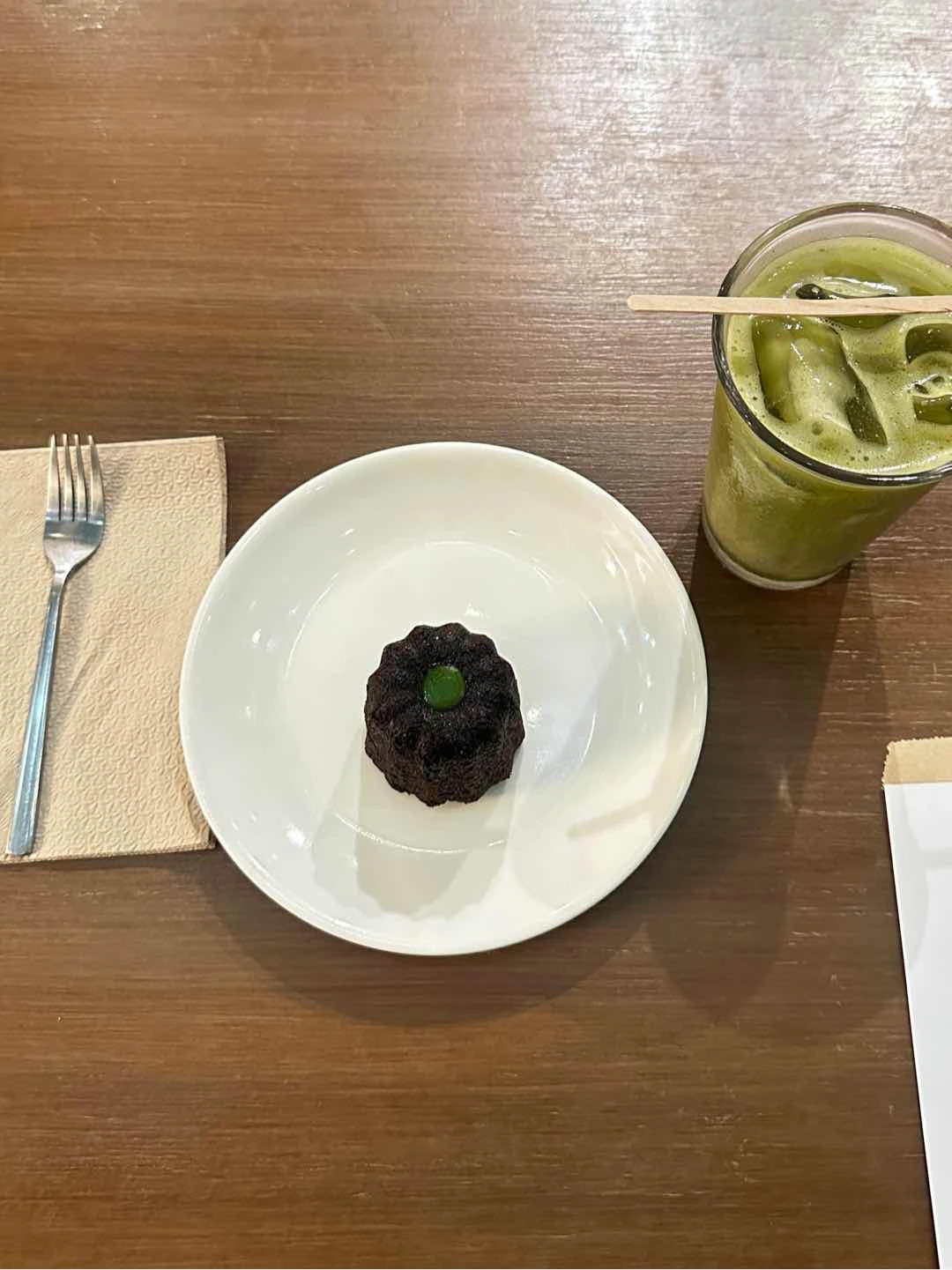 iced matcha oat latte & matcha canele