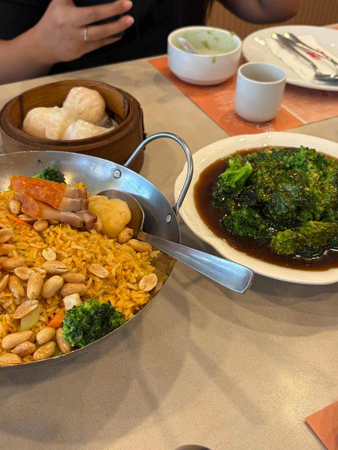 broccoli with oyster sauce + fried fries