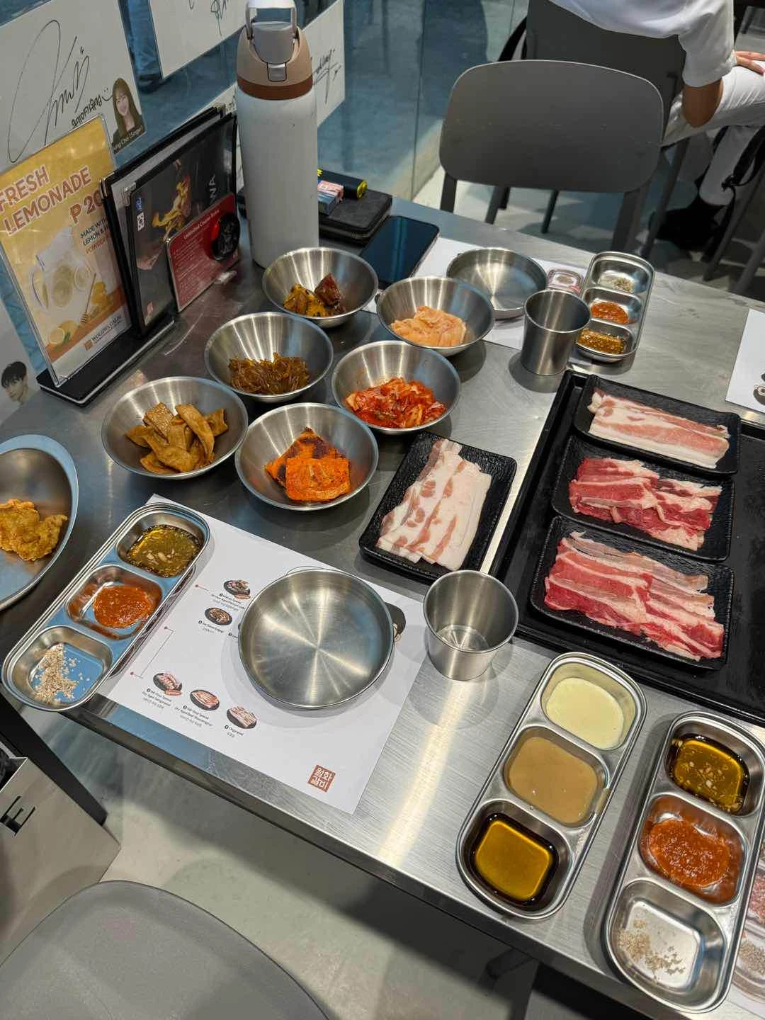 banchan, sauces, & meat