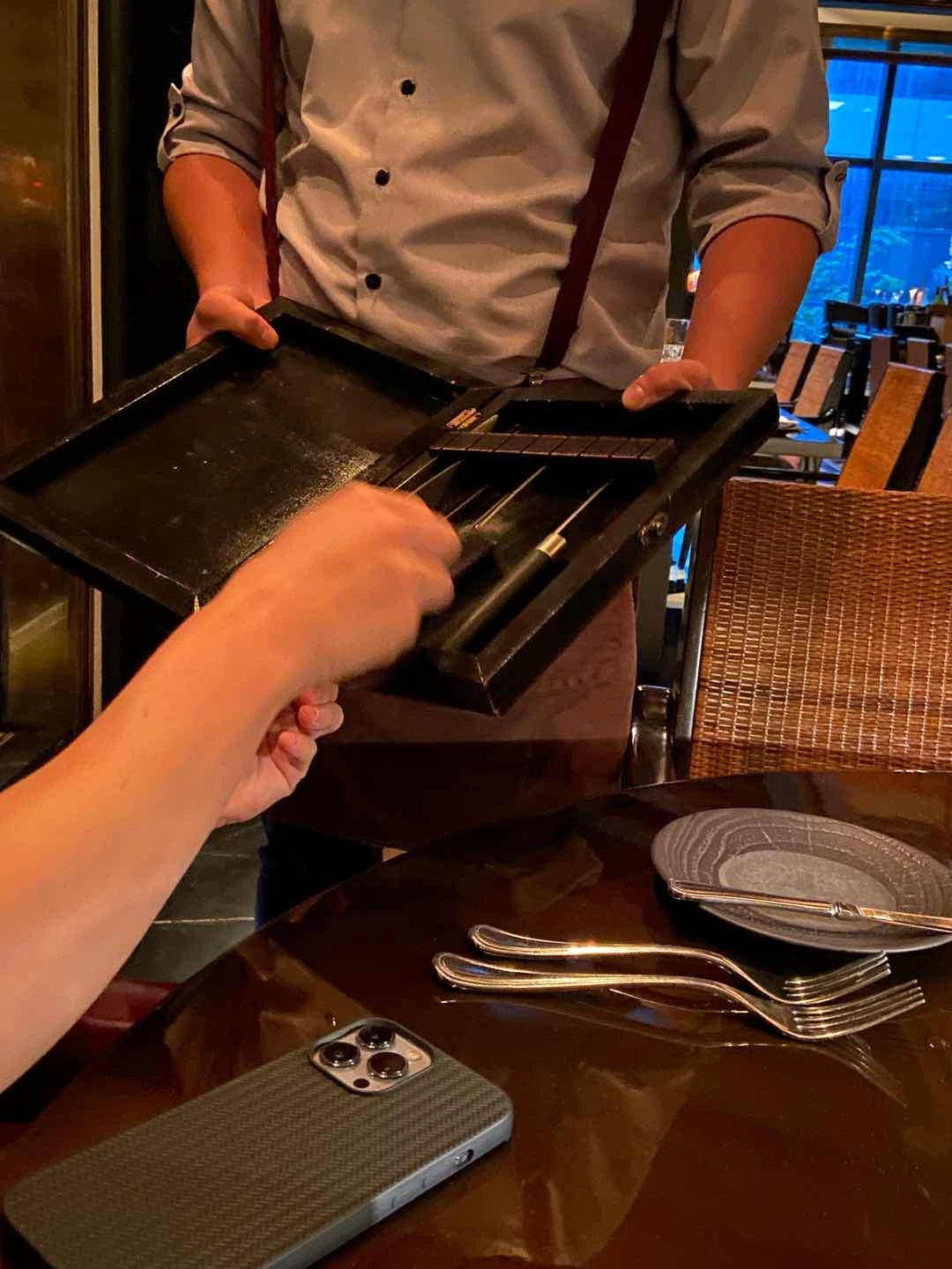 We got to choose the knife to use for the steak.