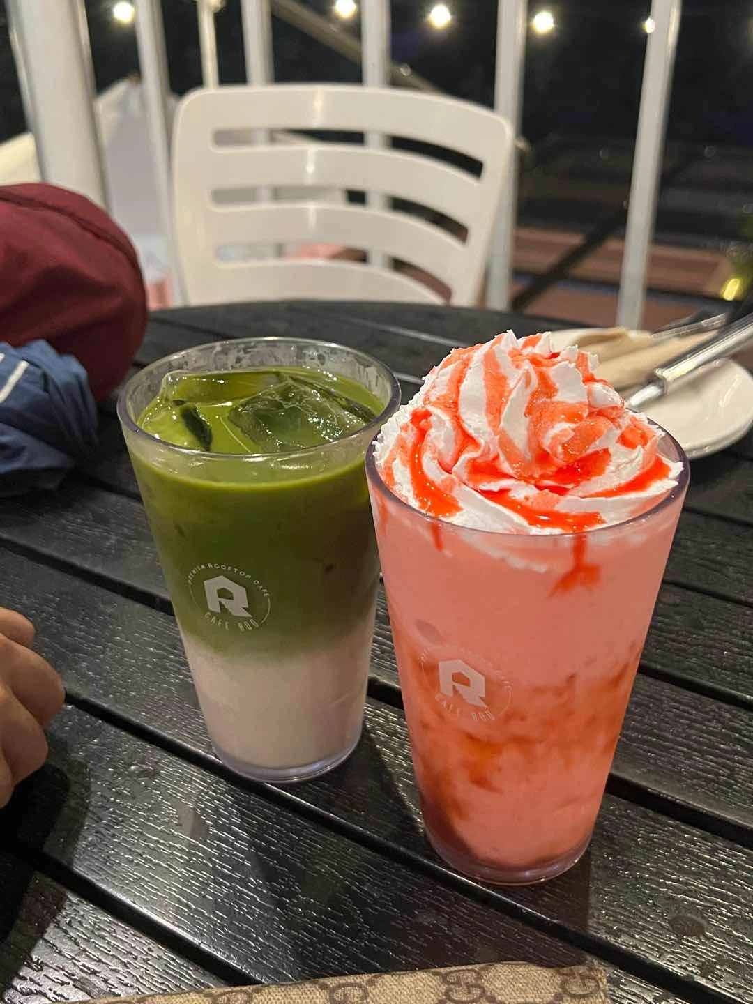 Matcha Latte and Strawberry Yogurt Frappe
