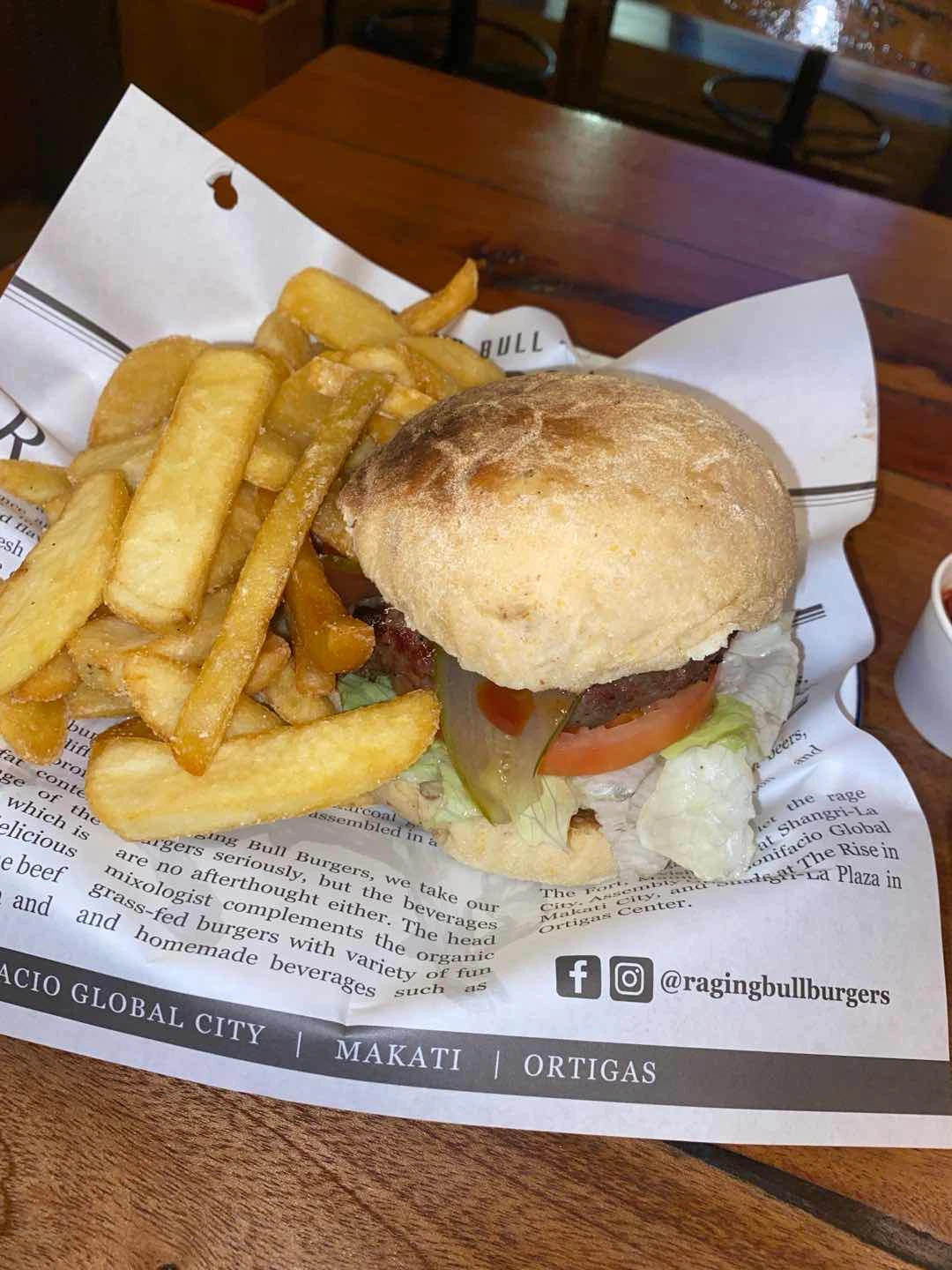 Kick Ass Burger w a side of fries