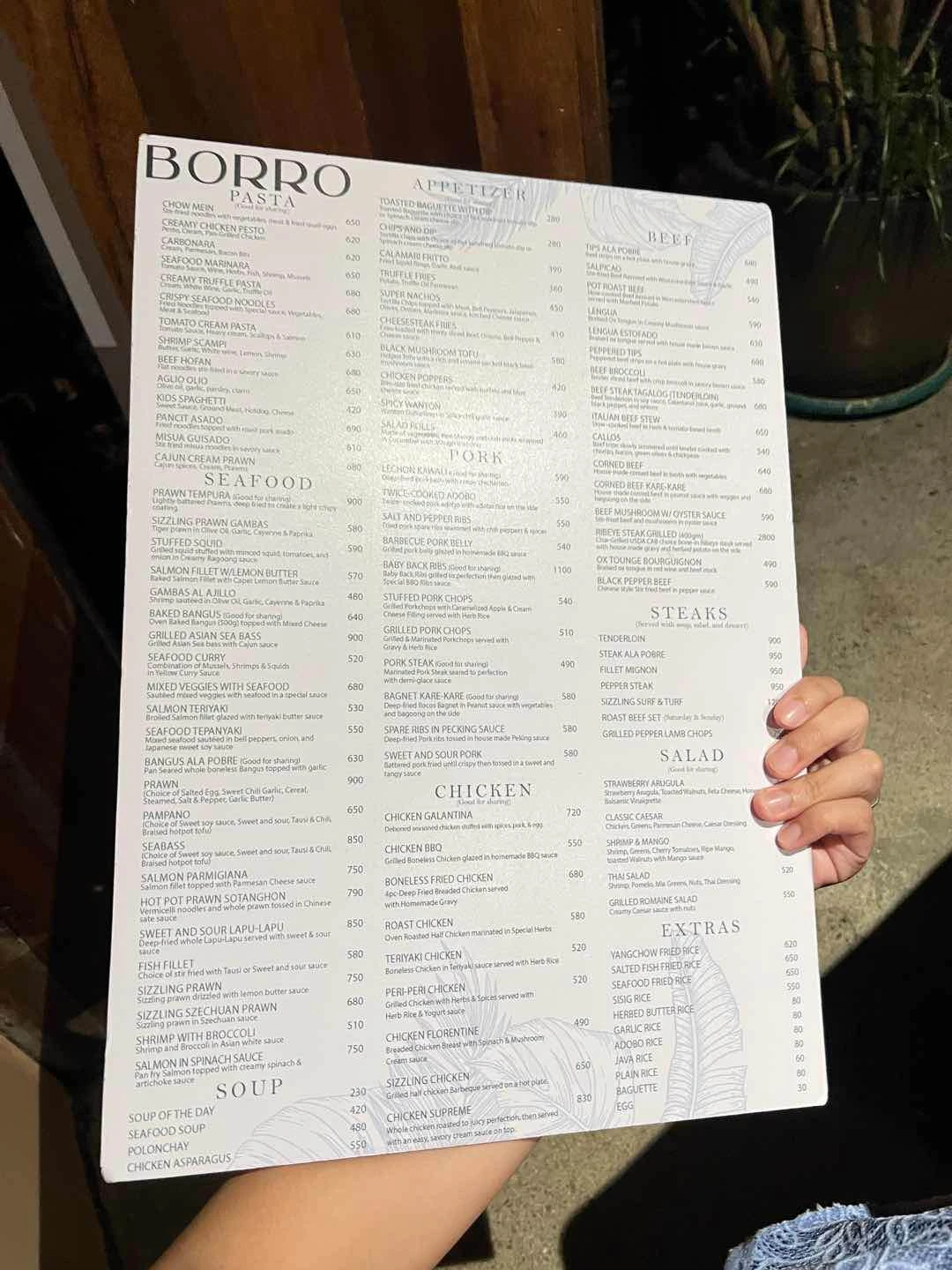 menu