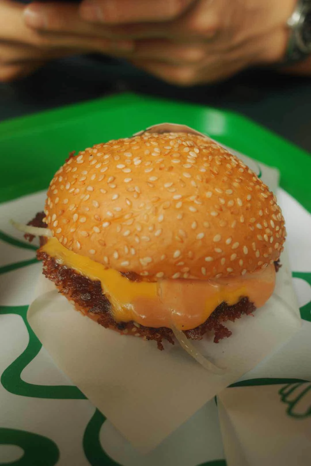 thin and lacy with red sauce