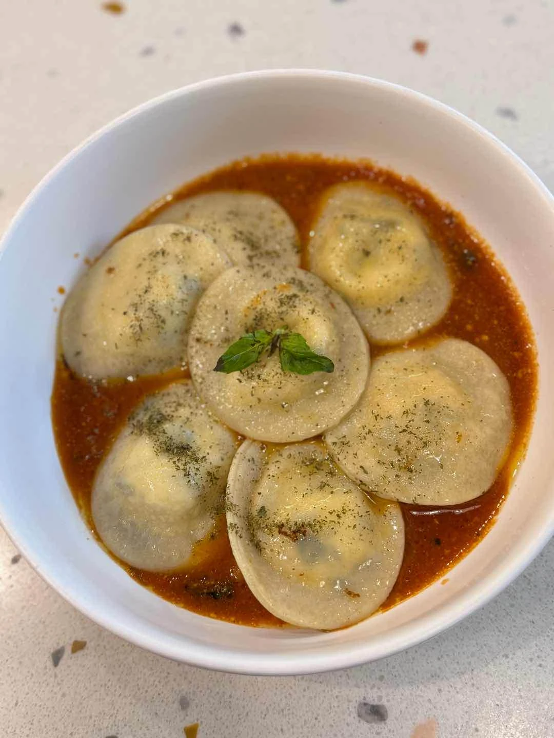 spinach ravioli of Bask Coffee + Kitchen