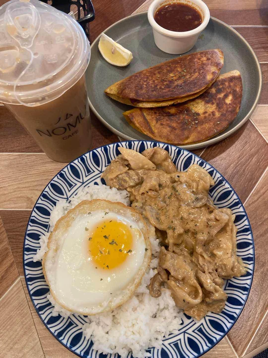 Creamy Mushroom Breakfast Steak with Egg; Pulled Pork Birria