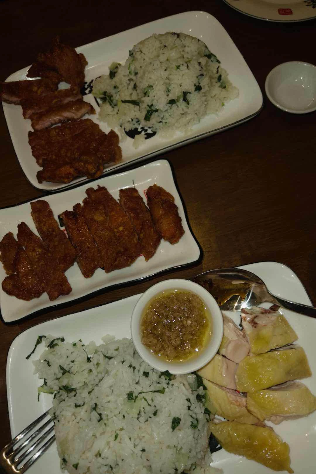 porkchop with vegetable fried rice, white chicken with vegetable rice