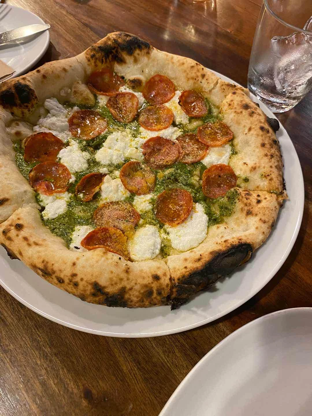 Pesto Salami Pizza of Gino's Brick Oven Pizza Katipunan Ave