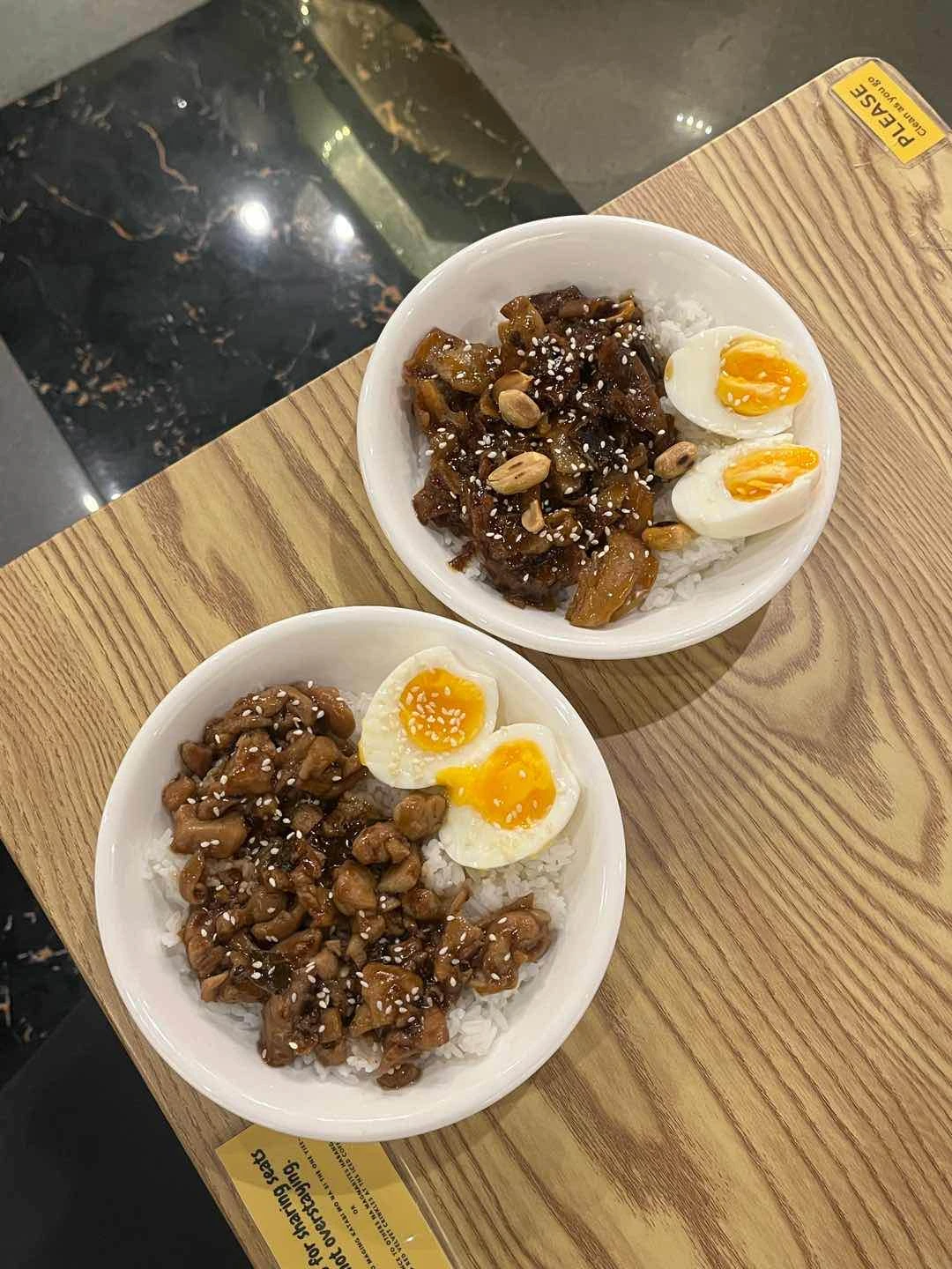 Chicken Adobo rice and  Pork Adobo rice