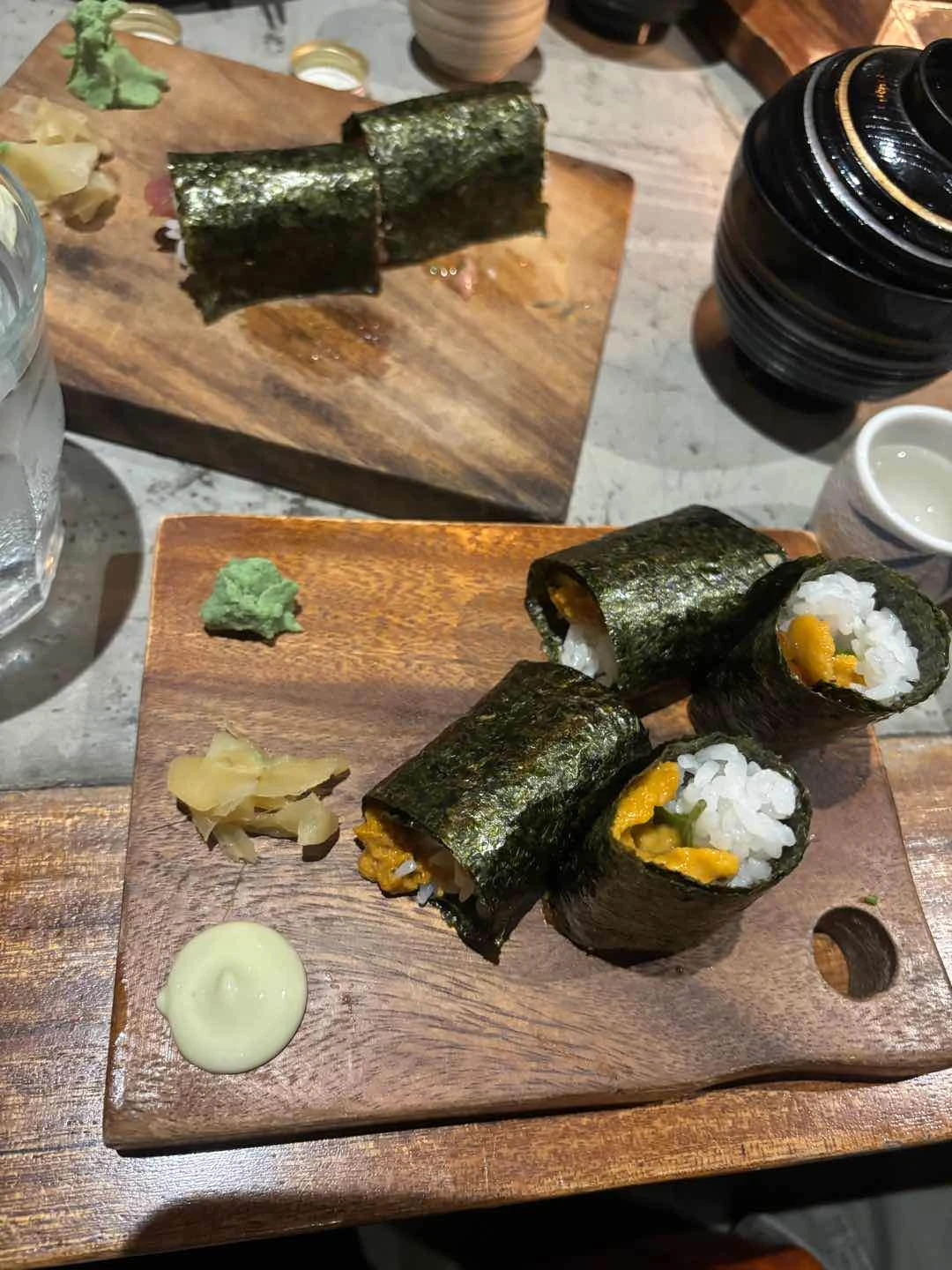 toro handroll and uni ikura handroll