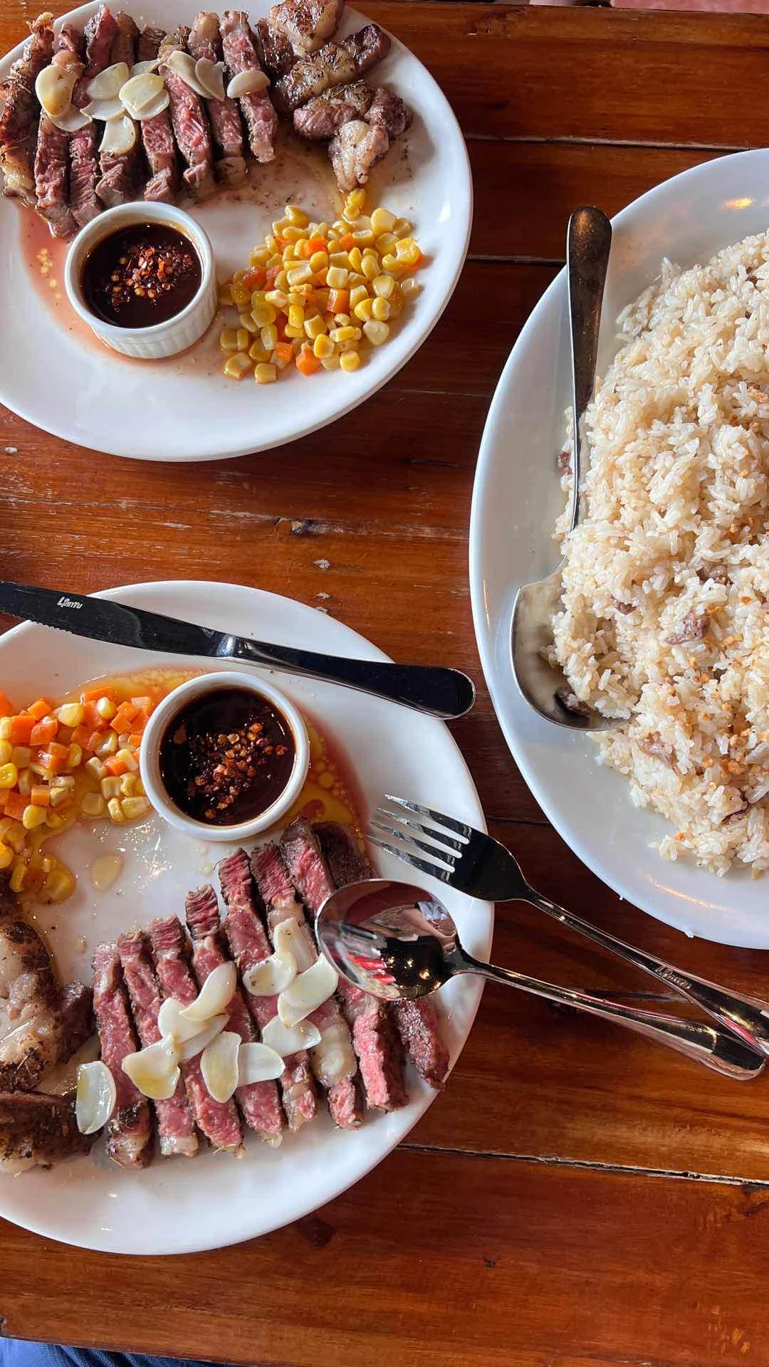 Grass fed rib-eye and steak rice