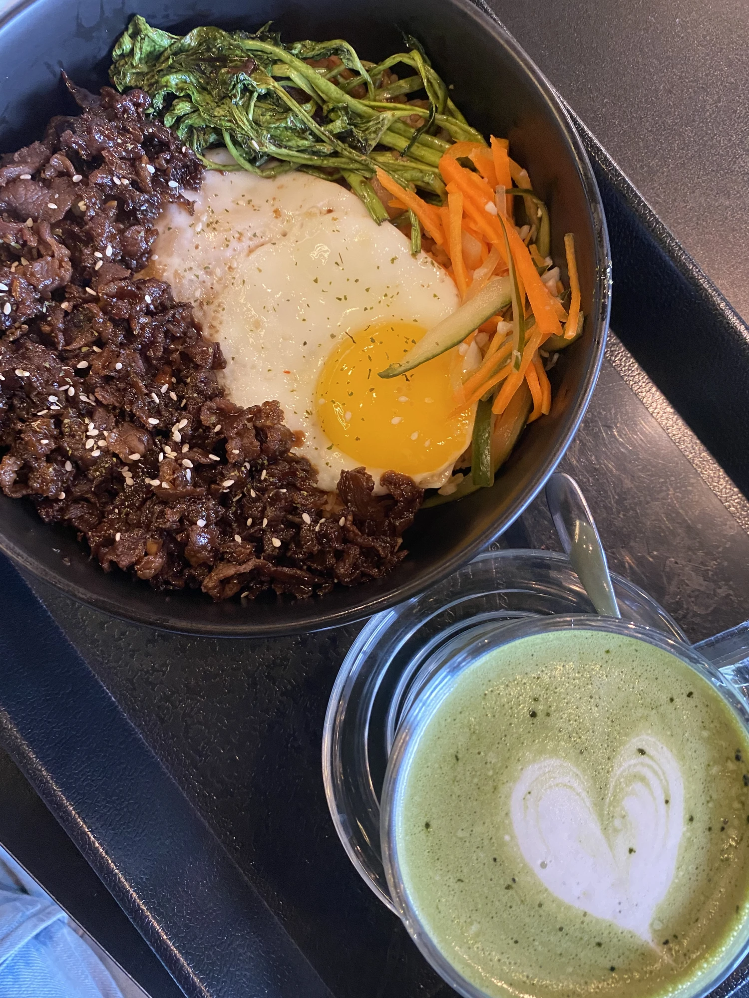bulgogi tapa and matcha latte