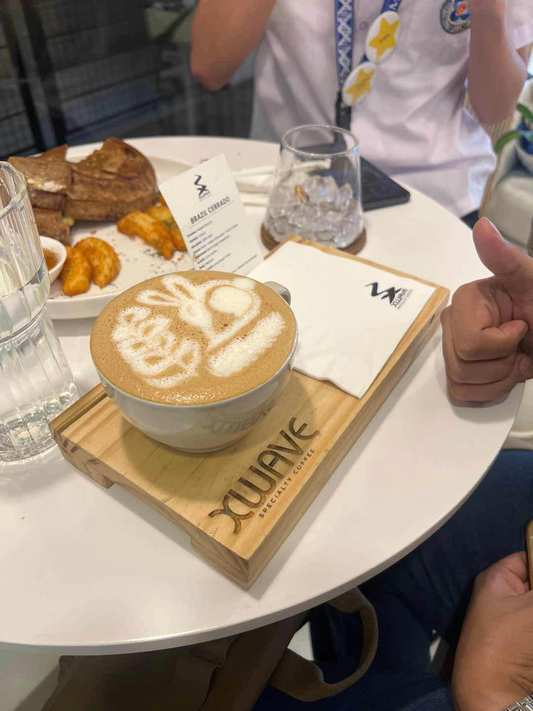 Grilled cheese and X Wave Latte