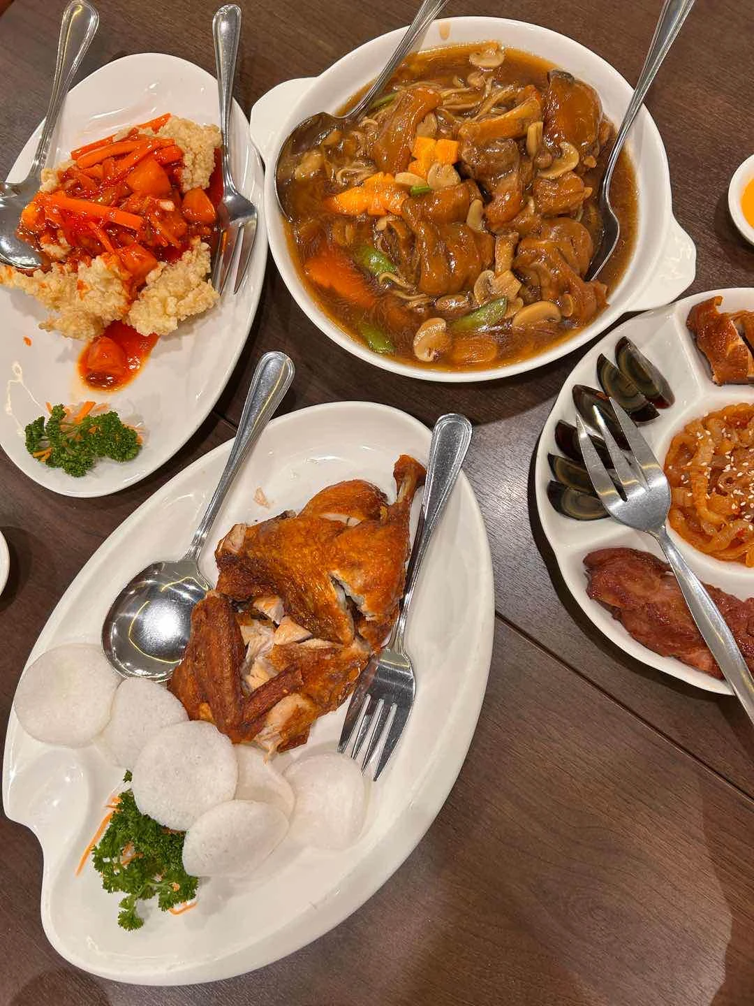 Cured Meat Platter, Their Braised Pork Noodles, and Swee and Sour Fish