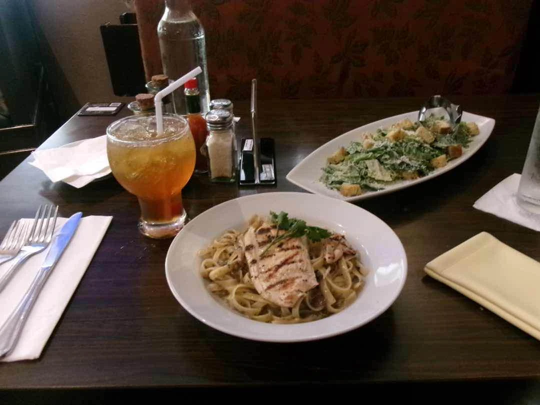 truffle pasta, caesar, n a mocktail