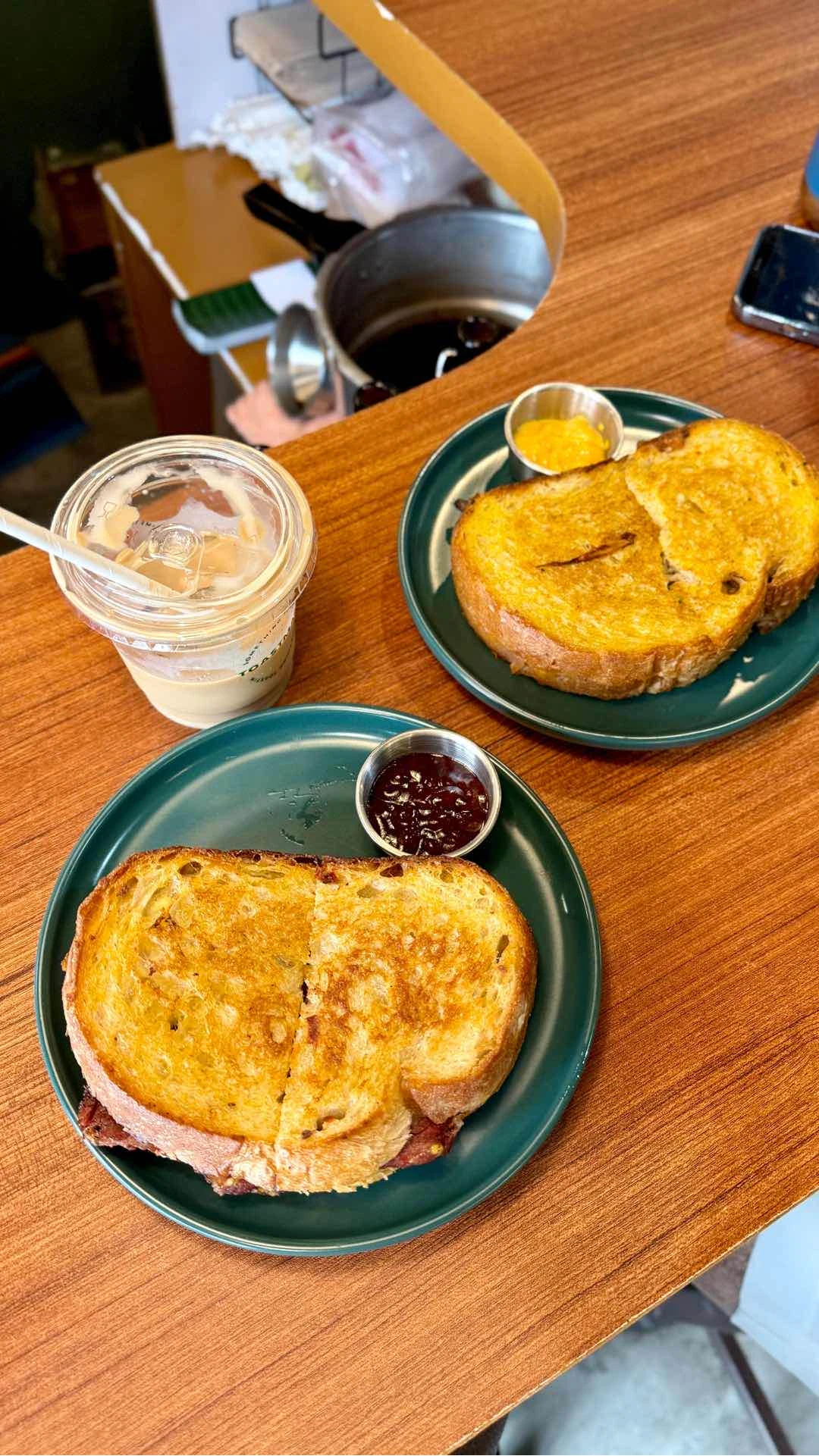 Spanish Latte, Smokehouse BBQ Pastrami, Philly Cheese Steak
